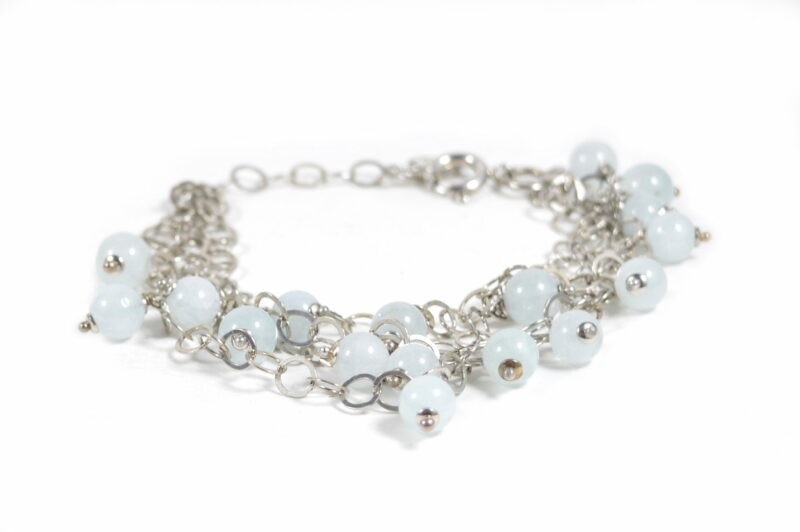 Bracciale con Charms in Acquamarina, catena e chiusura in Argento 925