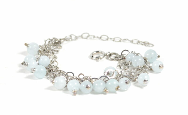 Bracciale con Charms in Acquamarina, catena e chiusura in Argento 925 - immagine 3