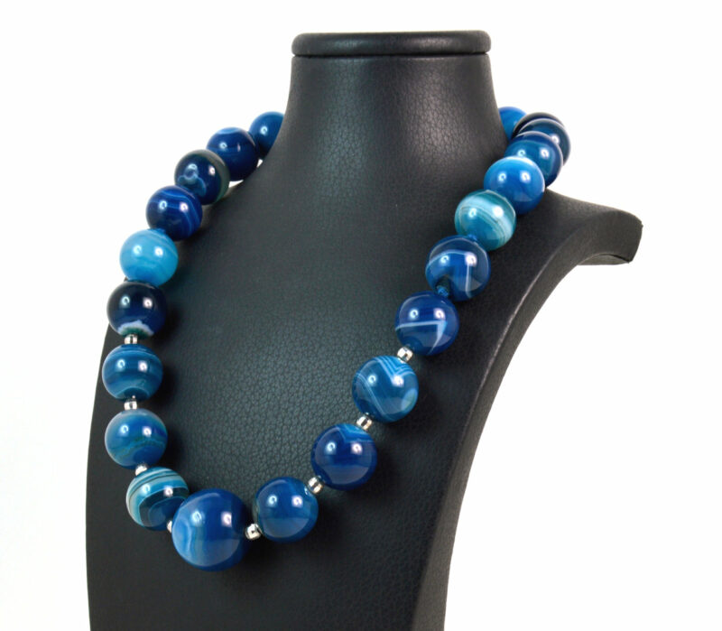 Collana in Agata Blu con Intercalari e chiusura in Argento 925 - immagine 3