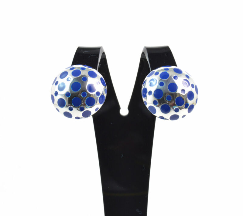 Orecchini Pois in Argento 925 e Smalto Blu