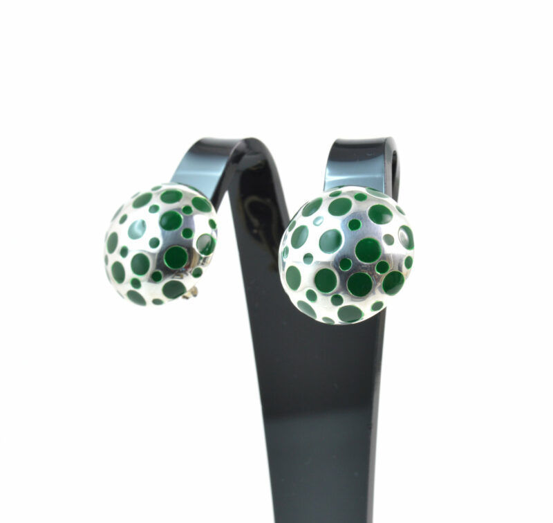 Orecchini Pois in Argento 925 e Smalto Verde - immagine 5