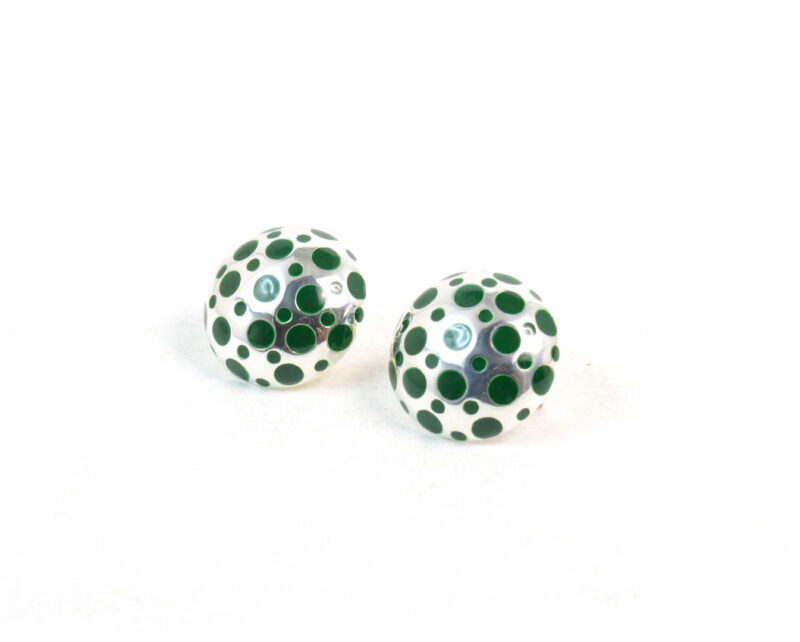 Orecchini Pois in Argento 925 e Smalto Verde - immagine 3