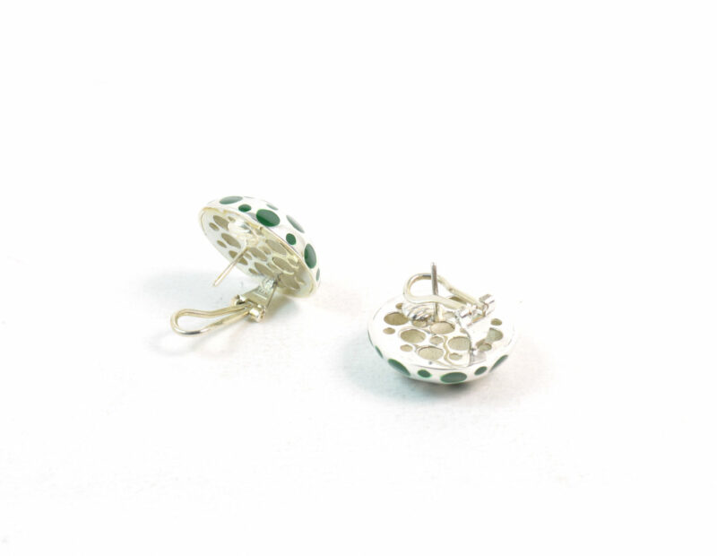 Orecchini Pois in Argento 925 e Smalto Verde - immagine 2