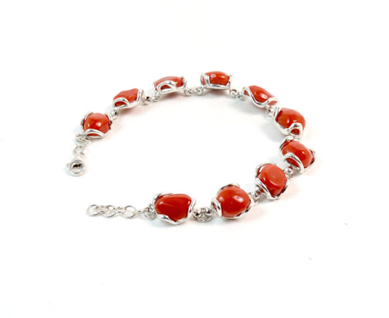 Bracciale in Corallo Rosso del Mediterraneo e Argento 925 - immagine 3