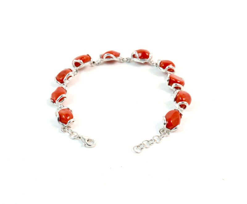 Bracciale in Corallo Rosso del Mediterraneo e Argento 925 - immagine 2