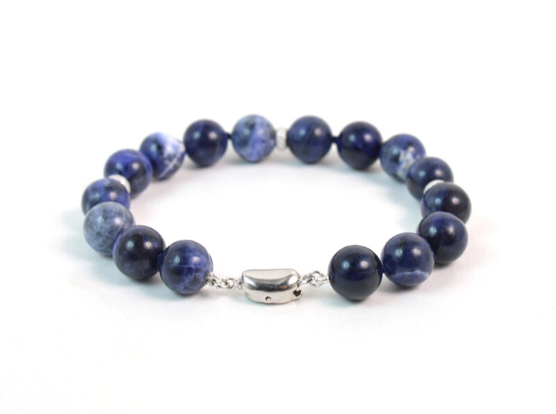 Bracciale in Sodalite, Intercalari e chiusura in Argento 925 - immagine 2