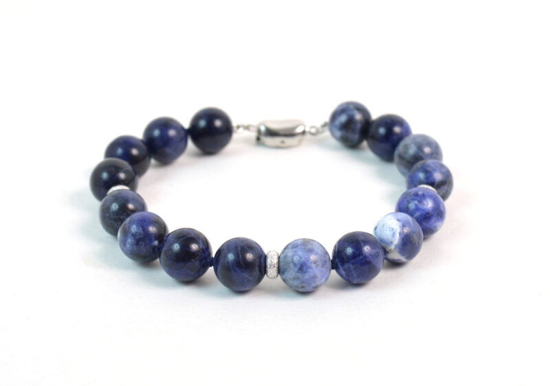 Bracciale in Sodalite, Intercalari e chiusura in Argento 925