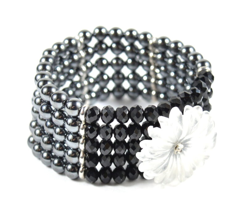 Bracciale Elasticizzato a 5 Fili in Ematite - immagine 3