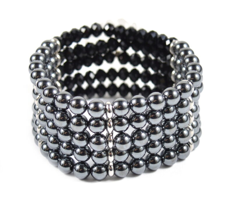 Bracciale Elasticizzato a 5 Fili in Ematite - immagine 4