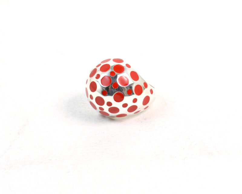 Anello Pois in Argento 925 e Smalto Rosso - immagine 2