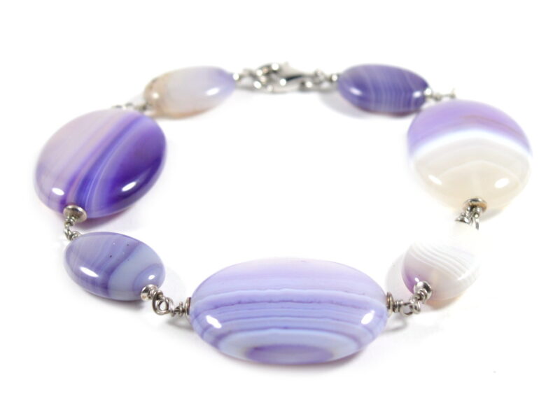 Bracciale in Agata Viola e Chiusura in Argento 925