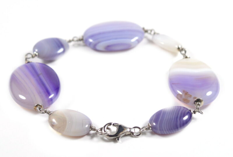 Bracciale in Agata Viola e Chiusura in Argento 925 - immagine 3